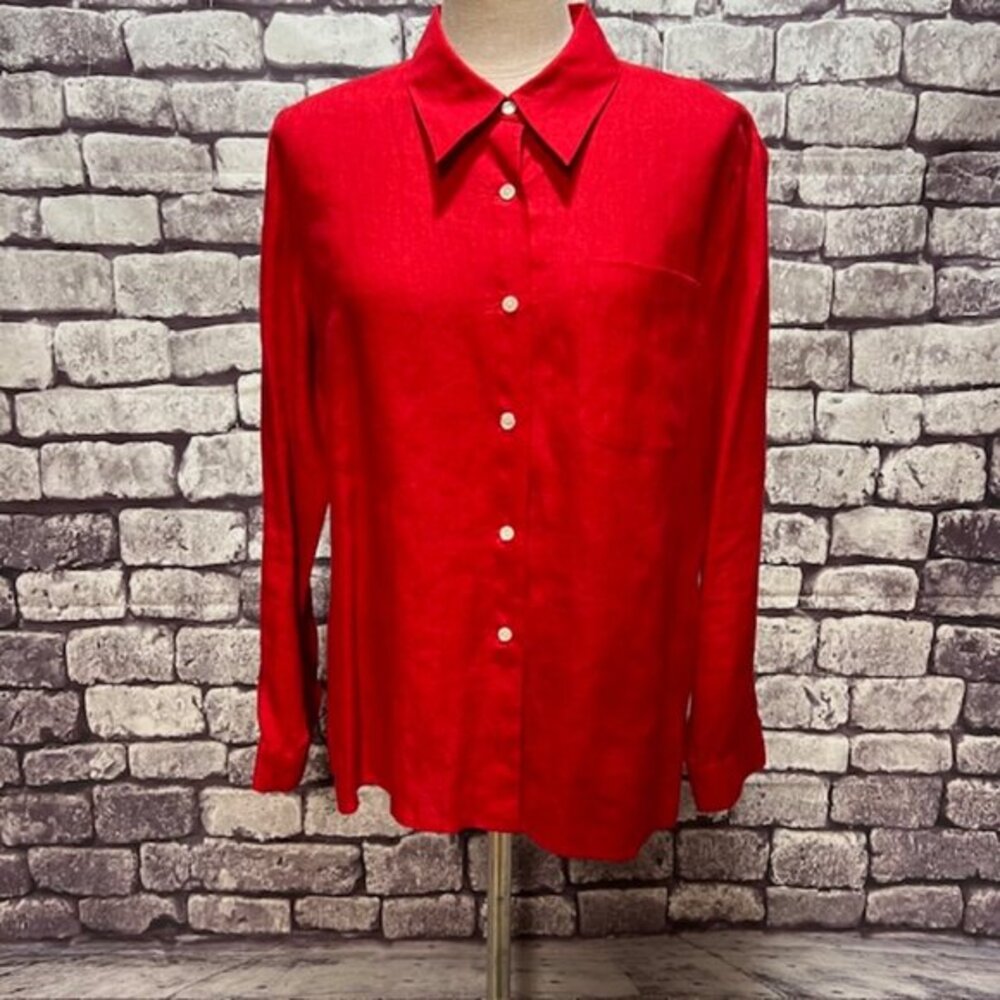 Harolds NWT Red Button Down Blouse Size 14